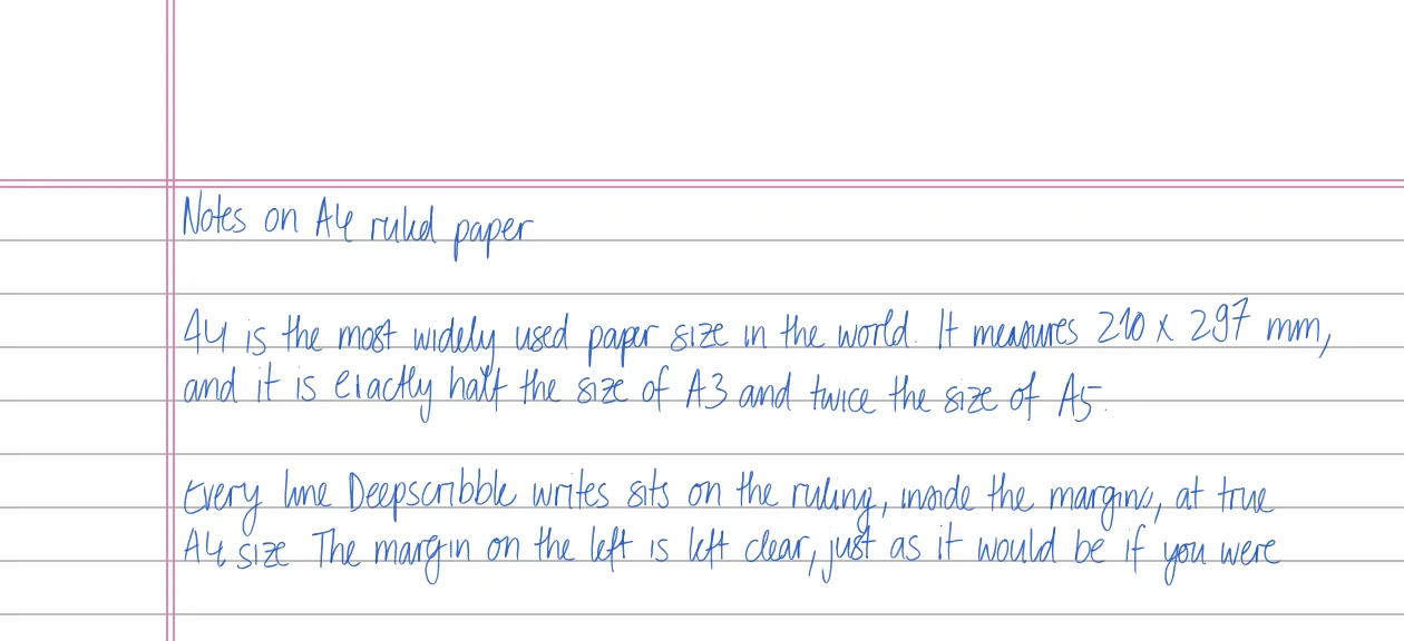 A4 handwritten by Deepscribble on Single Line Long Book · A4
